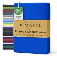 EXKLUSIV HEIMTEXTIL Frottee Spannbettlaken Rundumgummizug Marke 120 x 200 cm Royalblau 80% Baumwolle 20% Polyester Öko - Tex Zertifiziert Bed-Sheet