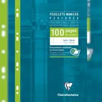 Clairefontaine 10x Packung mit 50 Blatt Ringbucheinlagen, DIN A4, 90g, weiß, liniert mit Rand - 1733C