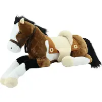 Sweety-Toys Sweety Toys 6502 LUCKY Pferd XXL Riesen Pferd liegend mit Sattel-BRAUN