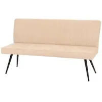 BERLINLODGE Sitzbank 90x160x60cm Sitzhöhe 48cm Rückenlehne Stoff/Textil Chenille Metall 160cm Creme-Beige