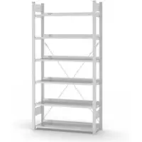Proregal Aktenregal Stecksystem T-Profil Grundregal HxBxT 200 x 100 x 30 cm 6 Ebenen Fachlast 60 kg Einseitig Nutzbar Lichtgrau