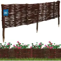 KOTARBAU Beeteinfassung 100x30cm Weidezaun Beetumrandung aus Weide Beet Zaun Mini Steckzaun Abgrenzung für Blumen- & Kräuterbeet Weide Braun