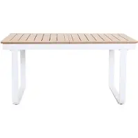 Vente-unique Ausziehbarer Gartentisch aus Aluminium – L 155/246 cm – Natur hell & Weiß – SERUNO von MYLIA