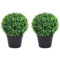 Furnicato Künstliche Buchsbäume 2 Stk. mit Topf Kugelform Grün 37 cm