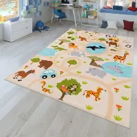 TT Home Kinderzimmerteppich Teppich Junge Mädchen Kinderteppich Baby Rutschfest Strasse