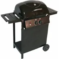 DELUKE Gasgrill CAMMI 2-flammig Schwarz Stahl | Grillwagen Piezo Zündung 2 Ablagen