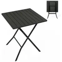 ONBEST Balkontisch klappbar | Schwarz | 56,5 x 62 cm | Holzoptik | Kunststoff | mit Stahlgestell