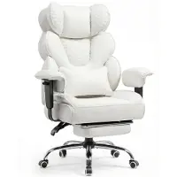 COMHOMA Ergonomischer Gaming Stuhl, Bürostuhl 180 kg, mit Verstellbarer Lendenstütze & Fußstütze, Hybrid-Design aus Kunstleder & Mesh, Chefsessel