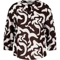 Street One Bluse mit Split Neck aus Leinenmix in Braun | Gr.: 36