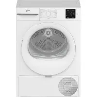Beko D3H19E01W, Freistehend, Frontlader, Wärmepumpe, Weiß, Drehregler, Berührung, Rechts