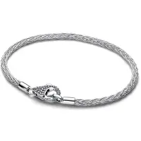 Pandora 594462C01 Damenarmband Silber Fuchsschwanz mit Pavé-Verschluss