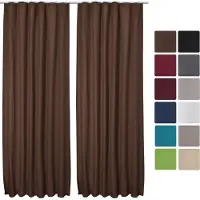Beautissu Amelie TK Vorhang mit Kräuselband 140x245cm Braun 2tlg