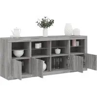 vidaXL Sideboard mit LED-Leuchten Grau Sonoma 163x37x67 cm