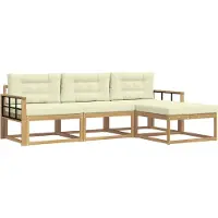 vidaXL Outdoor-Sofagarnitur mit Kissen 4 pcs Weiß und Creme Polyester