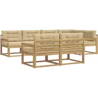 vidaXL Outdoor-Sofagarnitur mit Kissen 6 pcs Weiß und Beige Polyester