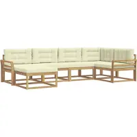 vidaXL Outdoor-Sofagarnitur 5 Stk. Weiß und Creme Polyester