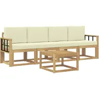 vidaXL Outdoor-Sofagarnitur 5 stk. Weiß und Creme