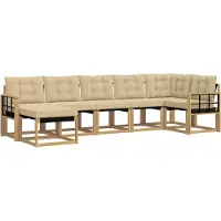 vidaXL Outdoor-Sofagarnitur 7 Stk. Weiß und Beige