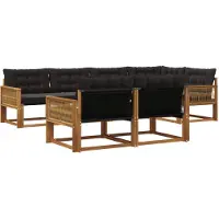 vidaXL Outdoor-Sofagarnitur 7 Stk. Natürlich und Schwarz