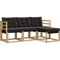 vidaXL Outdoor-Sofagarnitur mit Kissen 4 pcs Weiß und Schwarz
