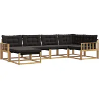 vidaXL Outdoor-Sofagarnitur 6 stk. Weiß und Schwarz Massivholz Akazie