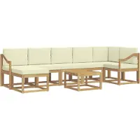 vidaXL Outdoor-Sofagarnitur 8 stk. Weiß und Creme Polyester