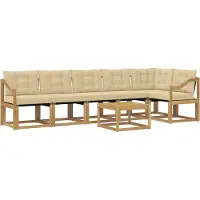 vidaXL Outdoor-Sofagarnitur mit Kissen 7 pcs Weiß und Beige