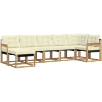 vidaXL Outdoor-Sofagarnitur mit Kissen 7 pcs Weiß und Creme