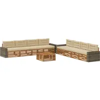 vidaXL Outdoor-Sofagarnitur 9 stk. Natur und Beige Polyester