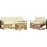 vidaXL Outdoor-Sofagarnitur 6 stk. Weiß und Creme Polyester