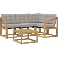 vidaXL Outdoor-Sofagarnitur 5 Stk. Weiß und Hellgrau