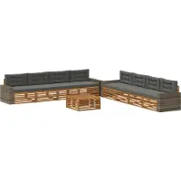 vidaXL Outdoor-Sofagarnitur 9 Stk. Natur und Anthrazit Polyester