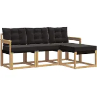 vidaXL Outdoor-Sofagarnitur mit Kissen 4 pcs Weiß und Schwarz