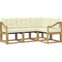 vidaXL Outdoor-Sofagarnitur mit Kissen 4 pcs Weiß und Creme