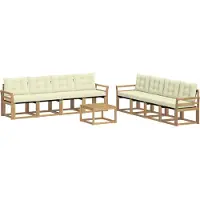 vidaXL Outdoor-Sofagarnitur mit Kissen 9 pcs Weiß und Creme