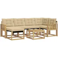 vidaXL Outdoor-Sofagarnitur 7 stk. Weiß und Beige