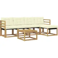 vidaXL Outdoor-Sofagarnitur 6 Stk. Weiß und Creme
