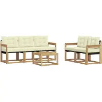 vidaXL Outdoor-Sofagarnitur mit Kissen 6 pcs Weiß und Creme