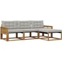 vidaXL Outdoor-Sofagarnitur 4 Stk. Natürlich und Hellgrau