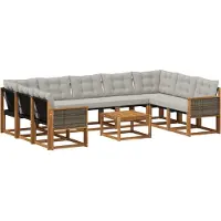 vidaXL Outdoor-Sofagarnitur mit Kissen 10 pcs Natur und Hellgrau