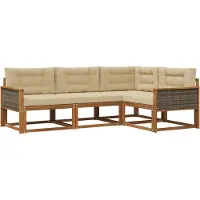 vidaXL Outdoor-Sofagarnitur 4 stk. Natur und Beige