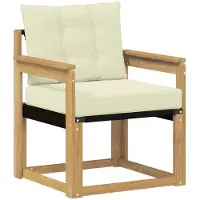 vidaXL Outdoor-Sofa Massives Akazienholz und Textilene Weiß