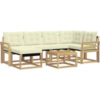 vidaXL Outdoor-Sofagarnitur 7 Stk. Weiß und Creme