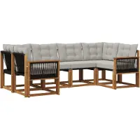 vidaXL Outdoor-Sofagarnitur 6 Stk. Natur und Hellgrau