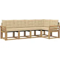 vidaXL Outdoor-Sofagarnitur mit Kissen 5 pcs Weiß und Beige