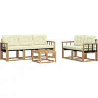 vidaXL Outdoor-Sofagarnitur mit Kissen 6 pcs Weiß und Creme