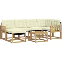 vidaXL Outdoor-Sofagarnitur mit Kissen 7 pcs Weiß und Creme
