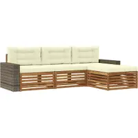 vidaXL Outdoor-Sofagarnitur 4 Stk. Natur und Creme Polyester