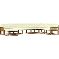 vidaXL Outdoor-Sofagarnitur mit Kissen 8 pcs Natur und Creme