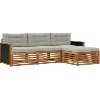 vidaXL Outdoor-Sofagarnitur 4 stk. Natürlich und Hellgrau Polyester
